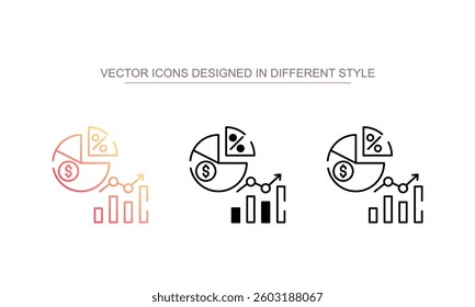 Pie Chart icon design with white background stock illustration