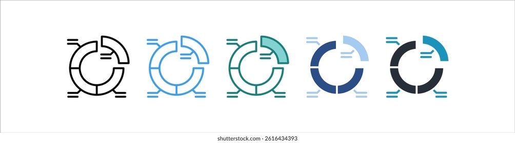 Pie Chart Icon In Different Style Vector