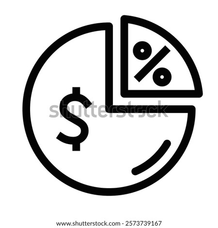 Pie chart icon with dollar symbol and analytics. Editable stroke.