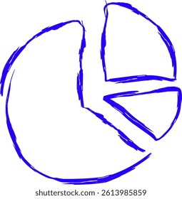 pie chart icon in doodle style. blue line doodle icon