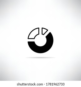 pie chart icon drop shadow on gray background