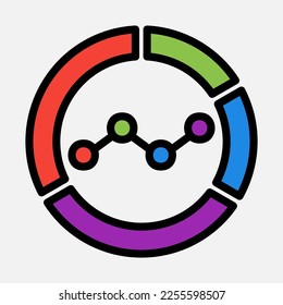 Pie chart icon in filled line style, use for website mobile app presentation