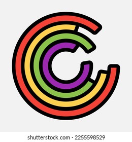 Pie chart icon in filled line style, use for website mobile app presentation