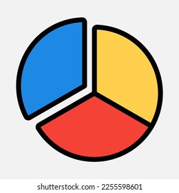 Pie chart icon in filled line style, use for website mobile app presentation