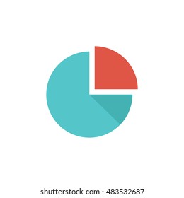 Pie chart icon in flat color style. Finance report money data information