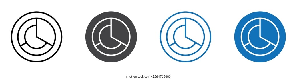 Pie chart icon flat editable icon mark set.