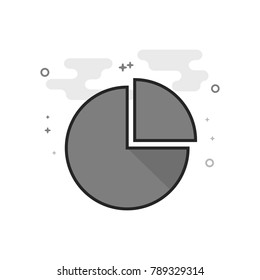Pie chart icon in flat outlined grayscale style. Vector illustration.