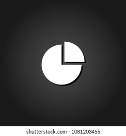 Pie Chart icon flat. Simple White pictogram on black background with shadow. Vector illustration symbol