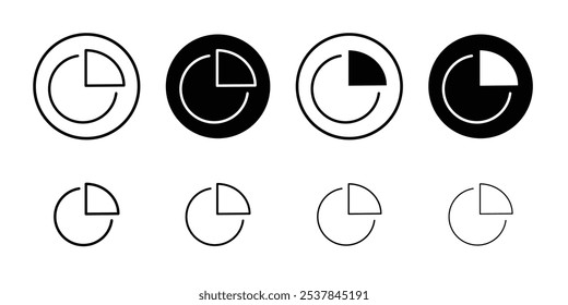 Pie chart icon Flat simple outline set
