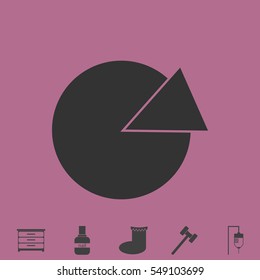 Pie chart icon flat. Simple vector grey pictogram and bonus symbol