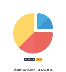 pie chart icon in Flat style isolated on white background. for your web site design, logo, app, UI. Vector graphics illustration and editable stroke. EPS 10.