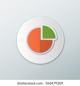pie chart icon in a flat style with shadow on a white background
