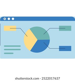 Pie chart icon flat vector SEO data analysis