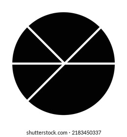 Pie chart icon, full black. Suitable for website, content design, poster, banner, or video editing needs