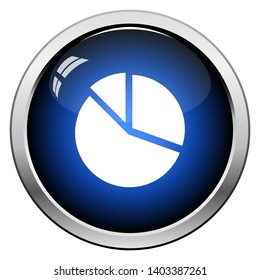 Pie Chart Icon. Glossy Button Design. Vector Illustration.