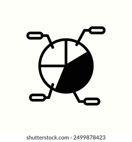 Icono de gráfico circular, icono de estilo negro de glifo