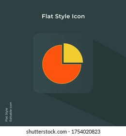 Pie Chart Icon, graph symbol, quarter pie chart icon vector illustration in flat style for using in mobile, website, ui design. Trendy lush lava color.