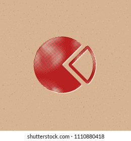 Pie chart icon in halftone style. Grunge background vector illustration.