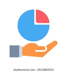 pie chart icon and hand icon outline black style. Business and finance icons