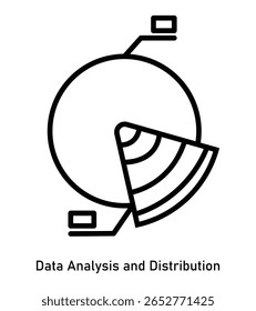 Pie chart icon with highlighted segment for data analysis and distribution