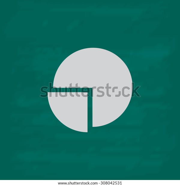 Pie chart. Icon. Imitation draw with white chalk\
on green chalkboard. Flat Pictogram and School board background.\
Vector illustration symbol