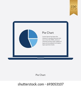 Pie Chart Icon Info Graphic and Laptop Symbol Vector Design