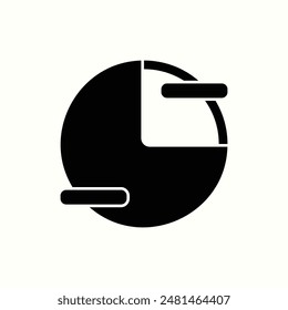 pie chart icon, isolated black glyph icon theme ui