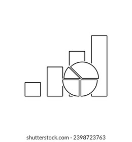 Pie chart icon isolated. Illustration vector of grah outline. Flat icon of bar. Business growth sign symbol. Business concept for website, ui, app design	