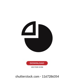 Pie chart icon isolated on white background. Diagram, statistics modern and simple symbol in trendy design style for website, mobile, app, graphic, logo, UI. Flat vector element illustration. EPS10.
