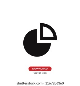 Pie chart icon isolated on white background. Diagram, statistics modern and simple symbol in trendy design style for website, mobile, app, graphic, logo, UI. Flat vector element illustration. EPS10.