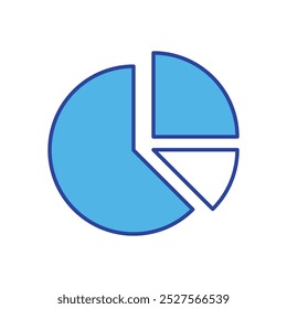 Icono de gráfico circular aislado sobre un fondo blanco. Ilustración vectorial.