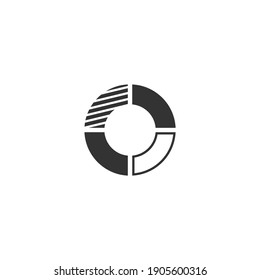 icono de gráfico circular, icono de signo de gráfico circular aislado, ilustración vectorial