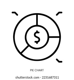 pie chart icon. Line Art Style Design Isolated On White Background