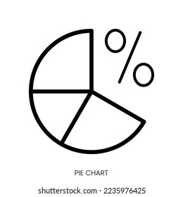 pie chart icon. Line Art Style Design Isolated On White Background