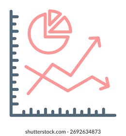 Pie Chart Icon Line Color Design Vector Illustration