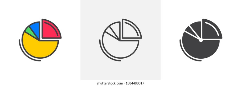 Pie chart icon. Line, glyph and filled outline colorful version, Financial diagram statistics outline and filled vector sign. Symbol, logo illustration. Different style icons set. Vector graphics