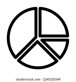 Línea de icono de gráfico circular aislada en fondo blanco. Icono delgado plano negro sobre el estilo de contorno moderno. Símbolo lineal y trazo editable. Ilustración vectorial de trazo simple y píxel perfecto