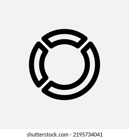 Icono de gráfico circular en estilo de línea sobre la interfaz de usuario, uso para presentación de aplicación móvil del sitio web