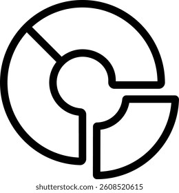 Pie chart icon in line style for data analytics, business report, and finance presentation.