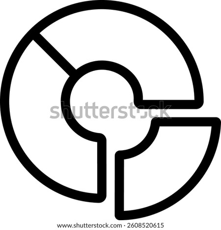 Pie chart icon in line style for data analytics, business report, and finance presentation.