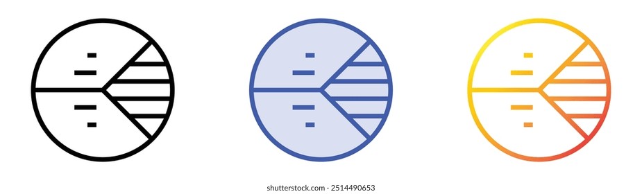 pie chart icon. Linear, Blue Fill and Gradient Style Design Isolated On White Background