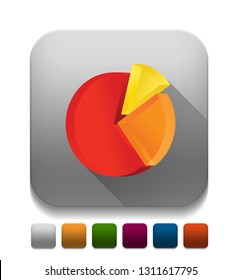 pie chart icon With long shadow over app button