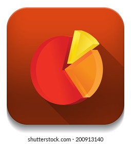 pie chart icon With long shadow over app button
