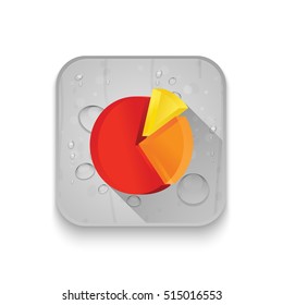 pie chart icon With long shadow over app button