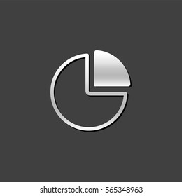 Pie chart icon in metallic grey color style. Data report financial presentation