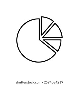 Pie Chart Icon – Minimal Thin Line Design for Data Visualization and Statistical Analysis