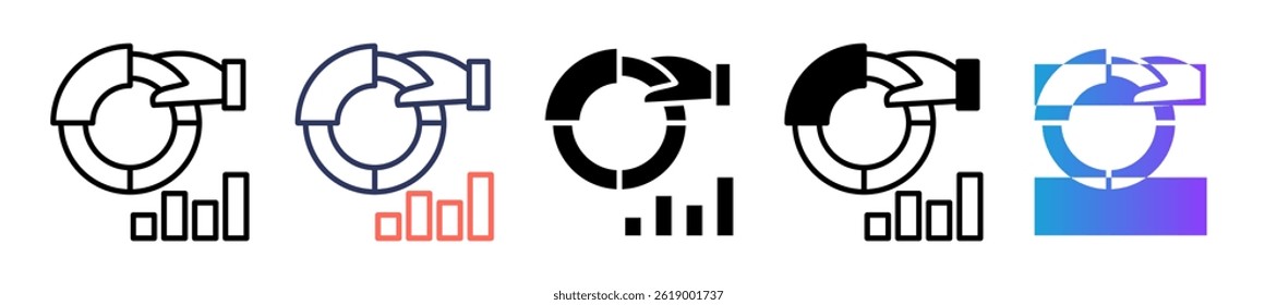 Pie Chart Icon Multiple Vector Illustration