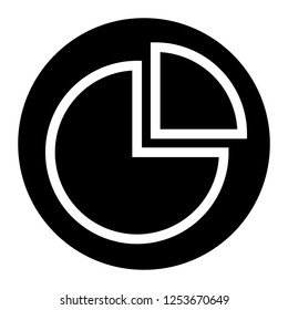 Pie Chart icon on black circle. White background