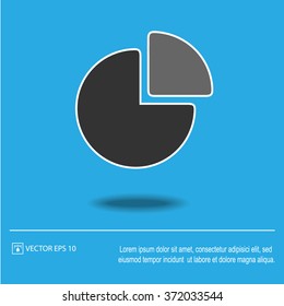 Pie chart icon on blue background. Pie graph symbol. Vector illustration EPS 10.