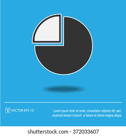 Pie chart icon on blue background. Pie graph symbol. Vector illustration EPS 10.
